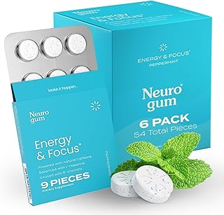 NeuroGum | Nootropic Energy Caffeine Gum | 40mg Caffeine + 60mg L-theanine + B Vitamins for Energy and Focus | Sugar Free + Vegan + Keto | Caffeine Supplement for Adults Mint Flavor (54 Gums)