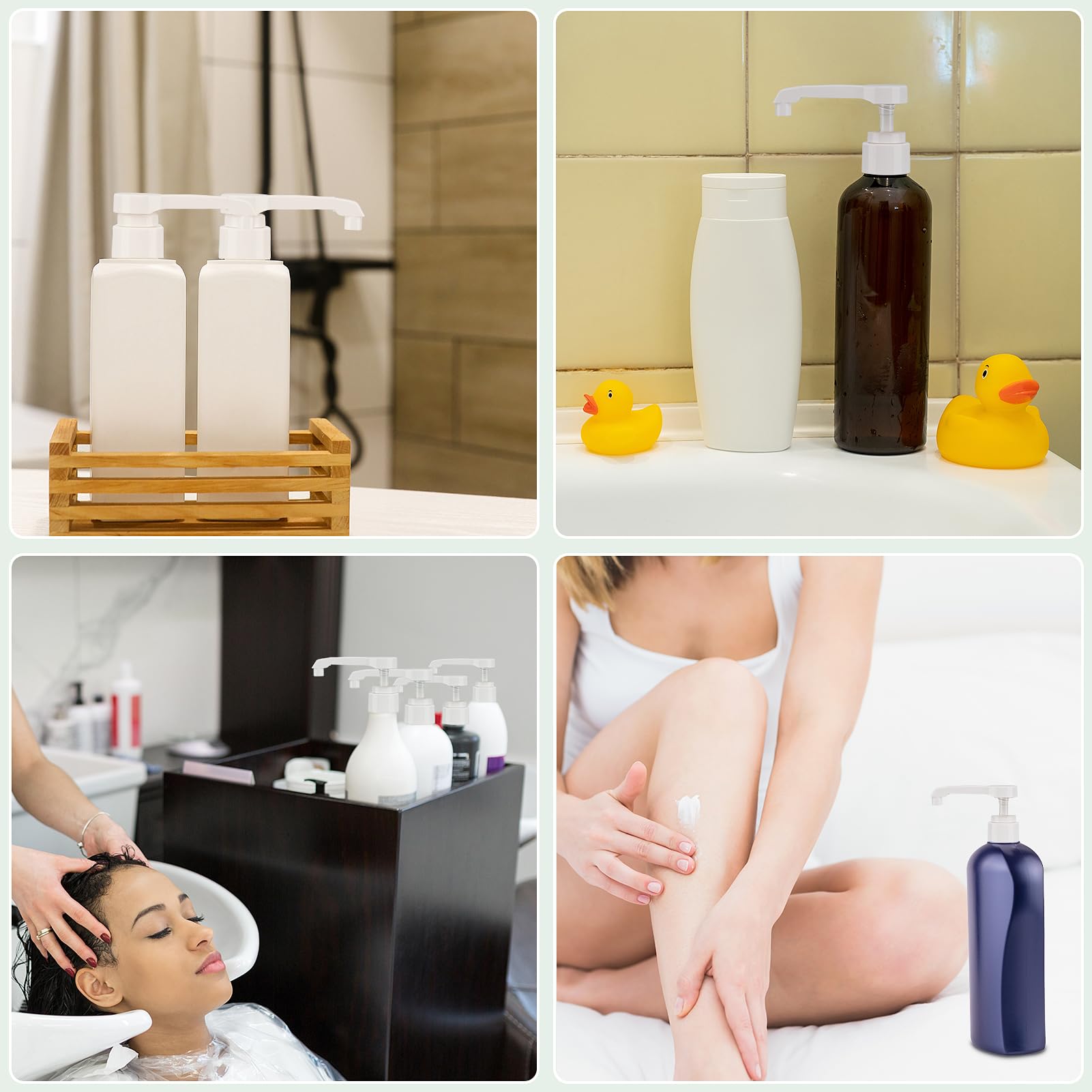 Hethyo Shampoo/Conditioner Bottle Pump Dispenser for Shampoo, Conditioner, Lotion?3-Pack White?