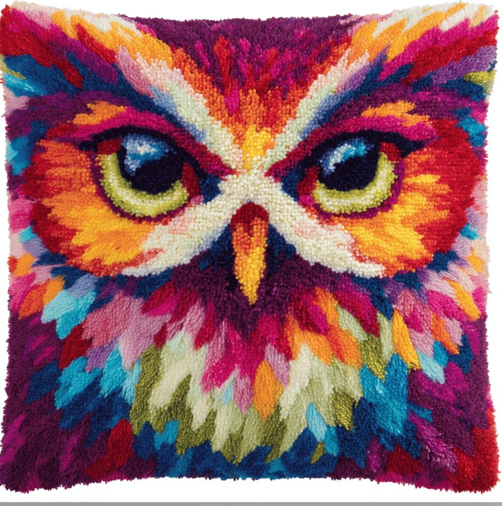 Kitquiver Latch Hook Kits Donkey for Adults,Owl DIY Latch Hook Cushion Kits and Latch Rug Kits Cross-Stitch Embroidery Cushion Cover for Home Sofa Decoration 17X17 in