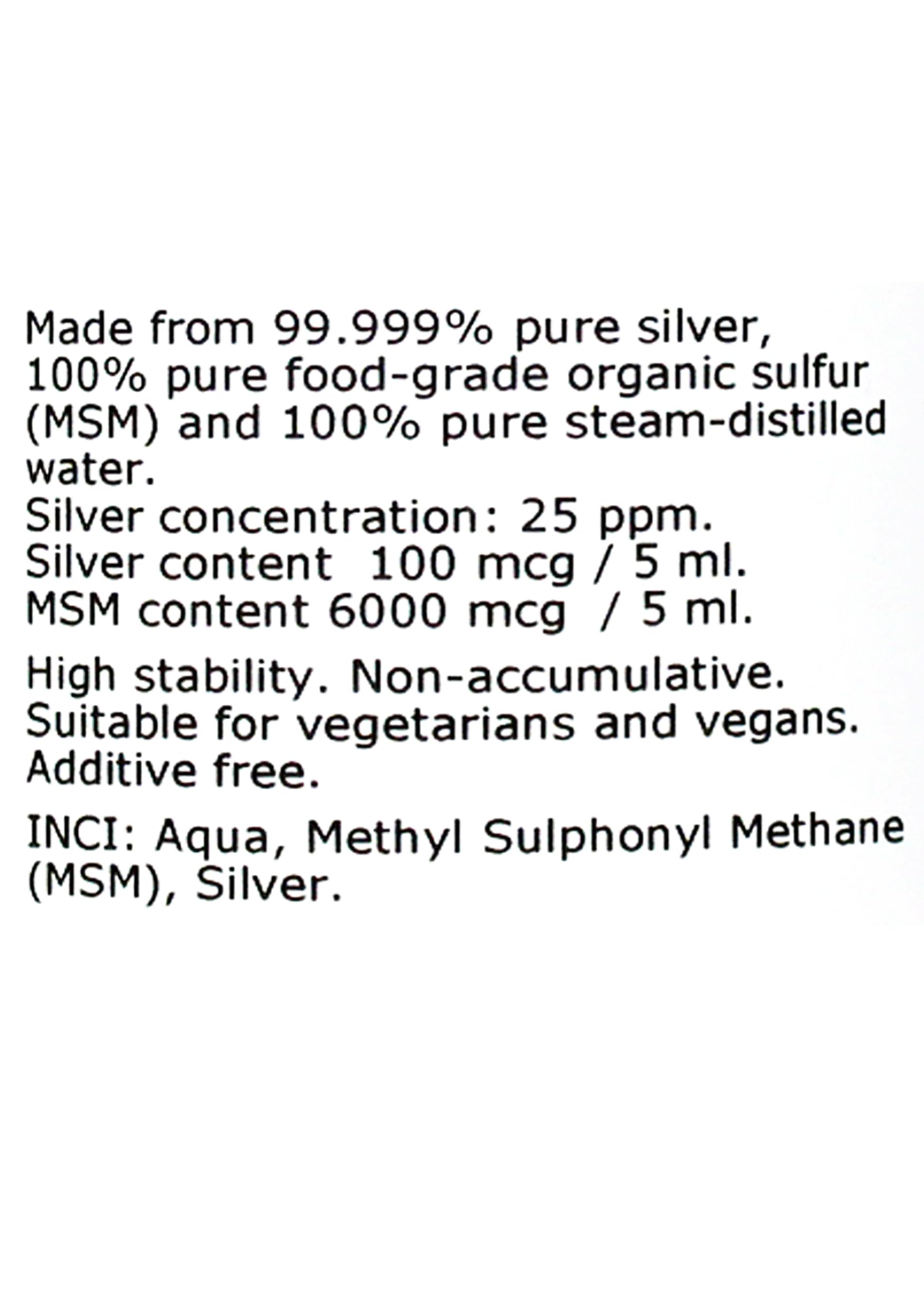 Plata-MSM 25 (líquido) - 200 ml - en ámbar vidrio con tapa de dosis de 15 ml