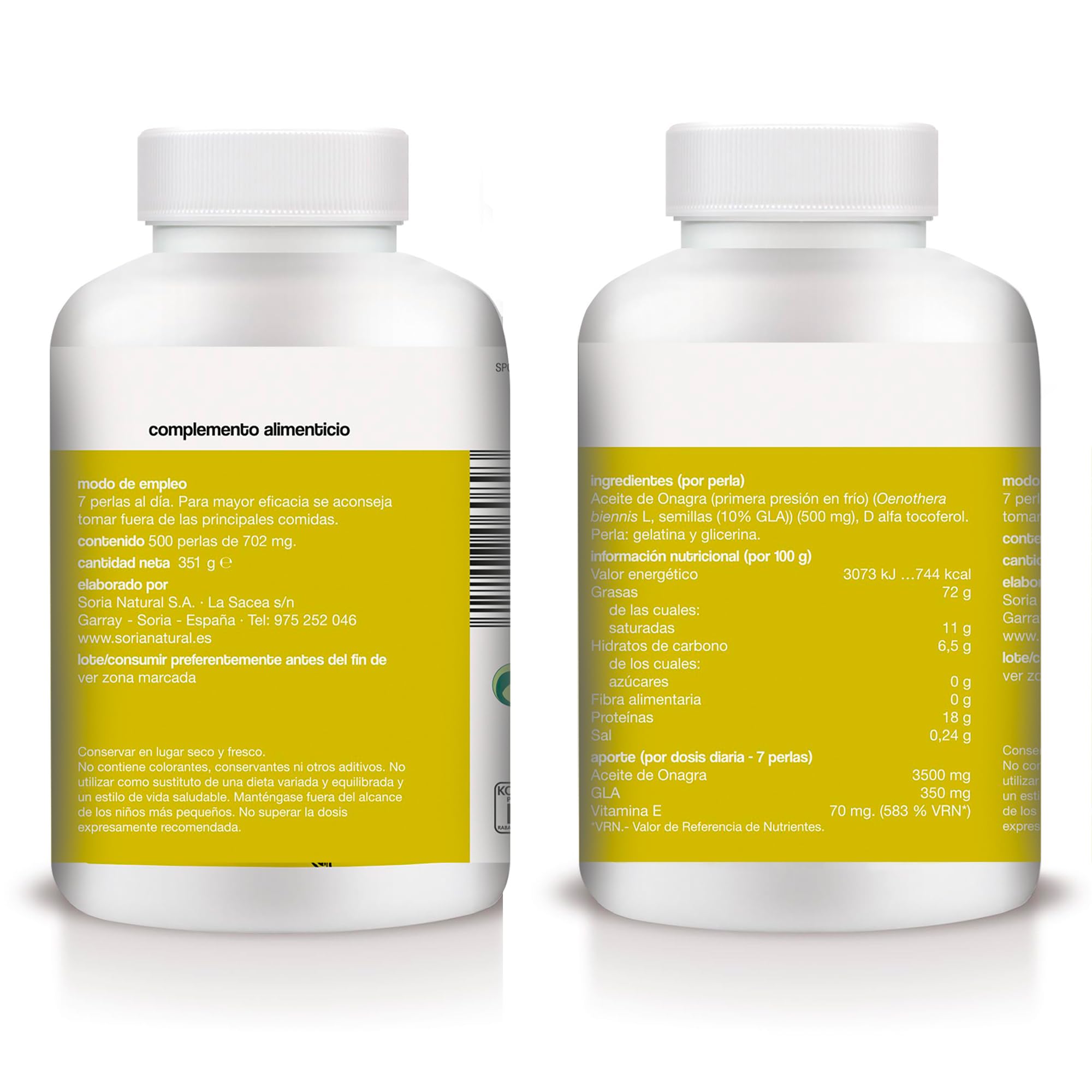 Soria Natural Colestagra Aceite de Onagra - 500 Cápsulas