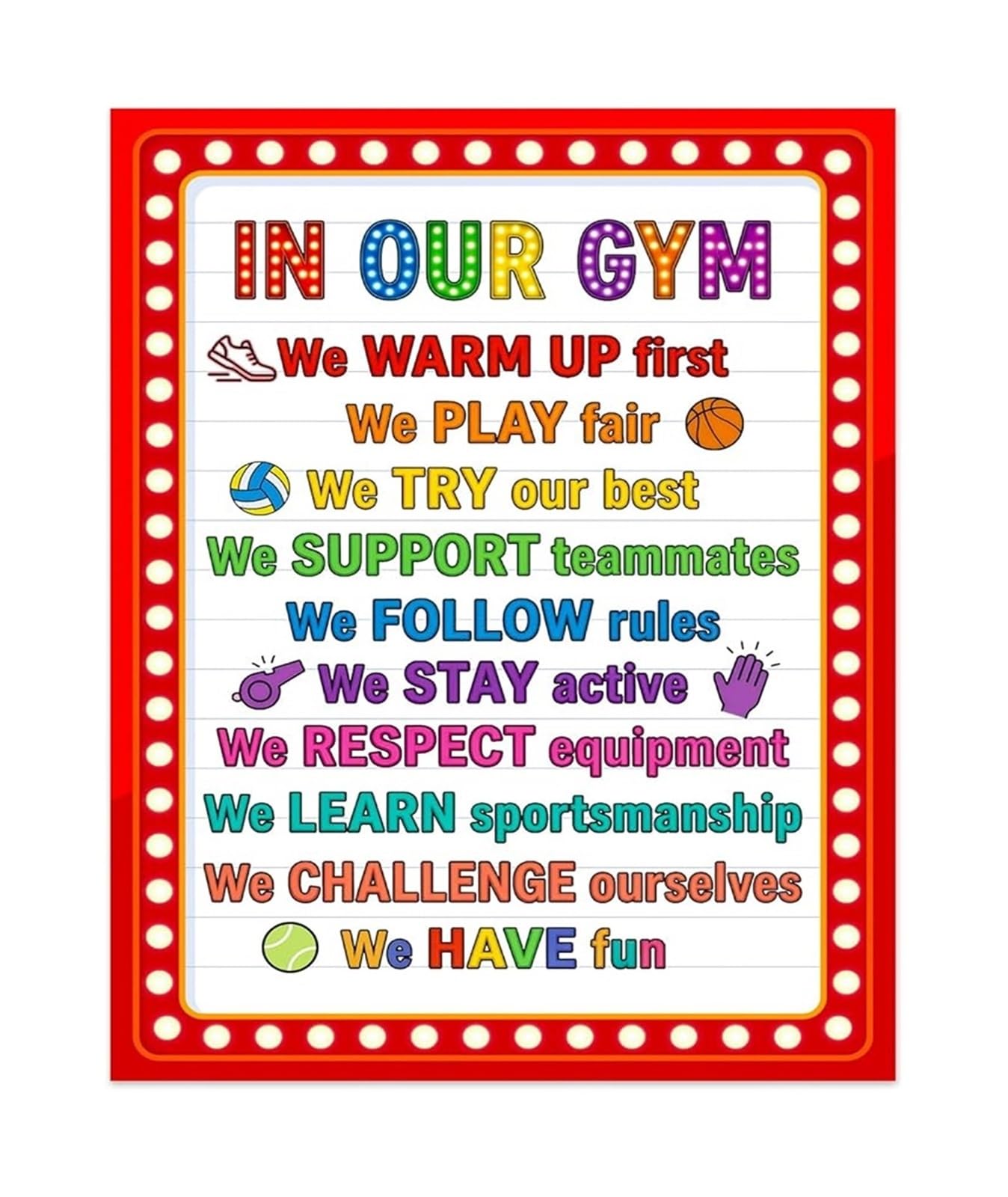 EKFBQBGW Classroom Management Poster PE and Gym Rules for Preschool Kindergarten Elementary School Teachers Unframed,16x24inch(40x60cm)