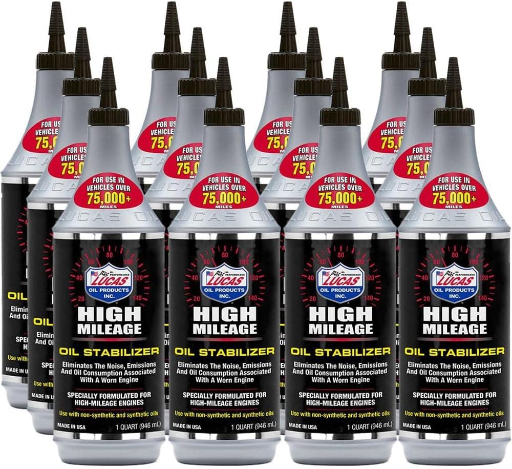 LUCAS Oil High Mileage Oil Stabilizer (1 Qt) - 12 Pack