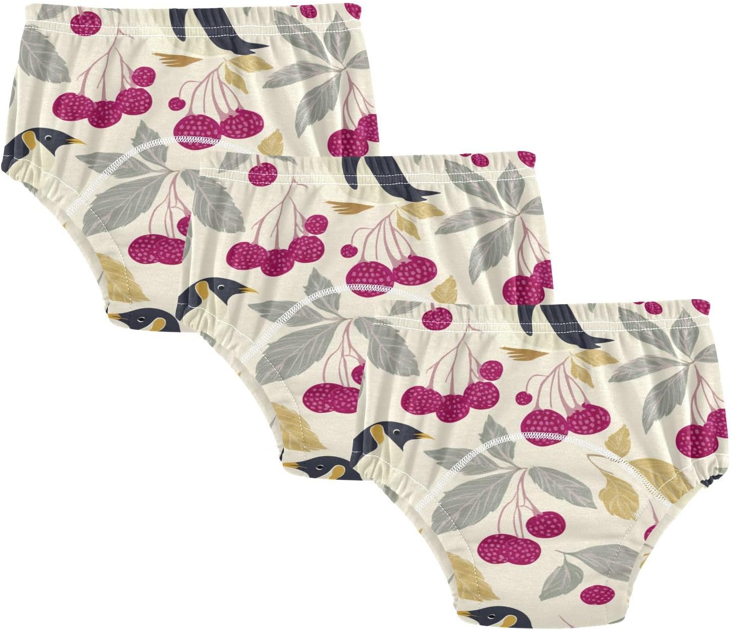Baby Girls Underwear Potty Training Pants Soft Cotton Penguin Raspberry Off White Nighttime Potty Training Pants