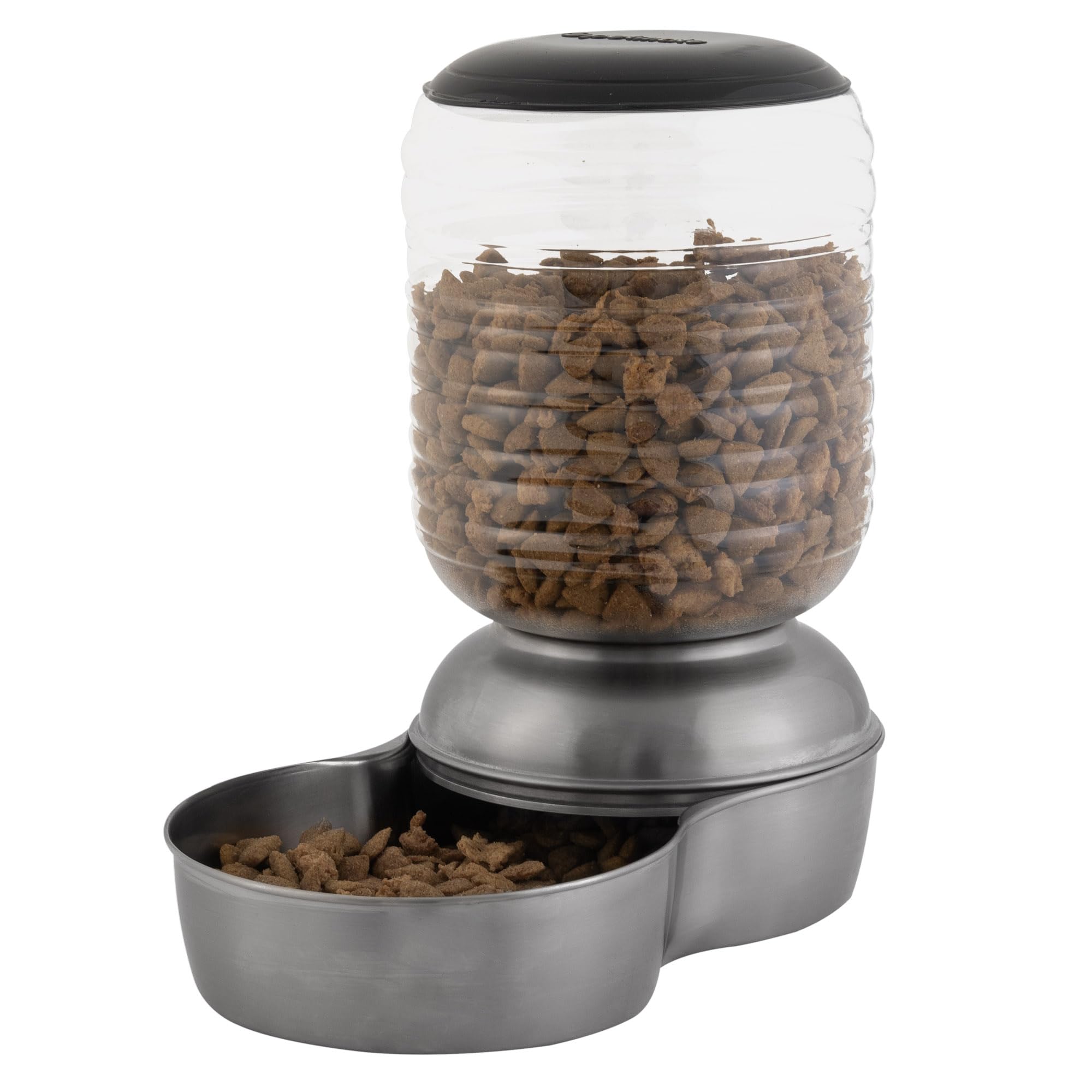 Petmate REPLENDISH - Mangiatoia per gravità in acciaio INOX, 2,3 kg