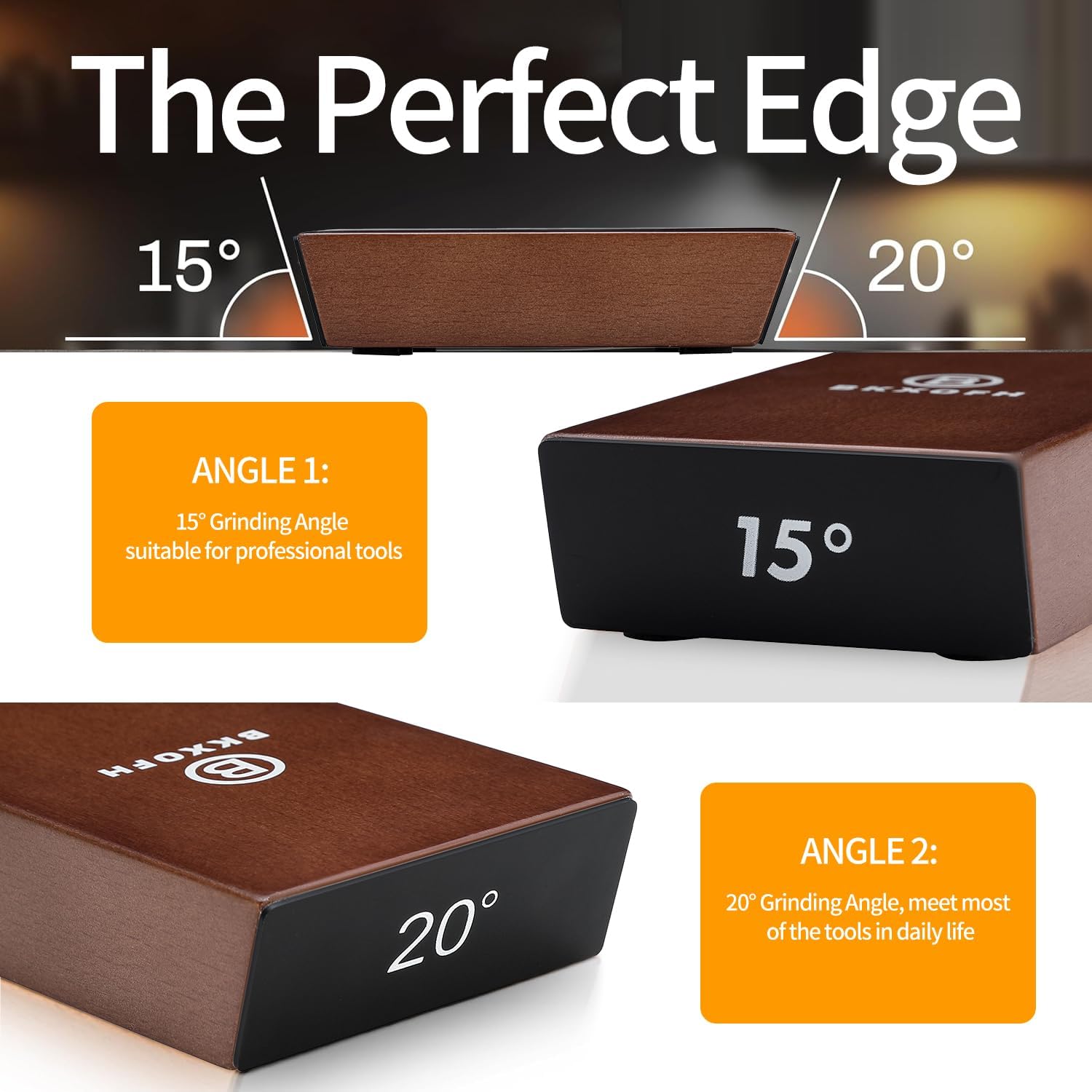 Rolling Knife Sharpener, Rolling Knife Sharpening Kit, Kitchen Knives Sharpener with Diamond and Ceramic for Steel of Chef Blade, Knives Sharpening Tool with 15 & 20 Degree Magnetic Angle, Walnut