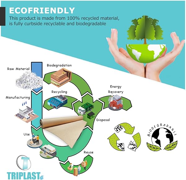 Triplast Brown ECO Kraft Paper (400mm x 30m) - Eco-Conscious & Recyclable - Multipurpose Wrapping Paper Roll with a Premium & Rustic Finish - Ideal for Gift Wrapping, Parcel Packing, Arts & Craft - 3