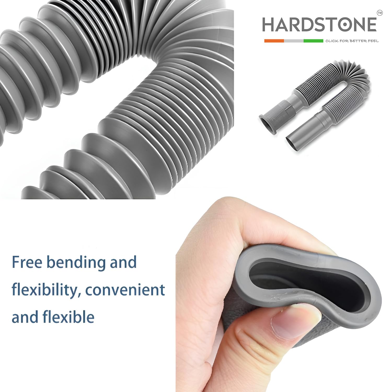 Hardstone Silver Sink 4.5 Inches Coupling With 36 Inches Basin Pipe - Stainless Steel Square Drainer Combo | Stainless Steel Coupling for Kitchen Sink Easy Installation Flexible 2