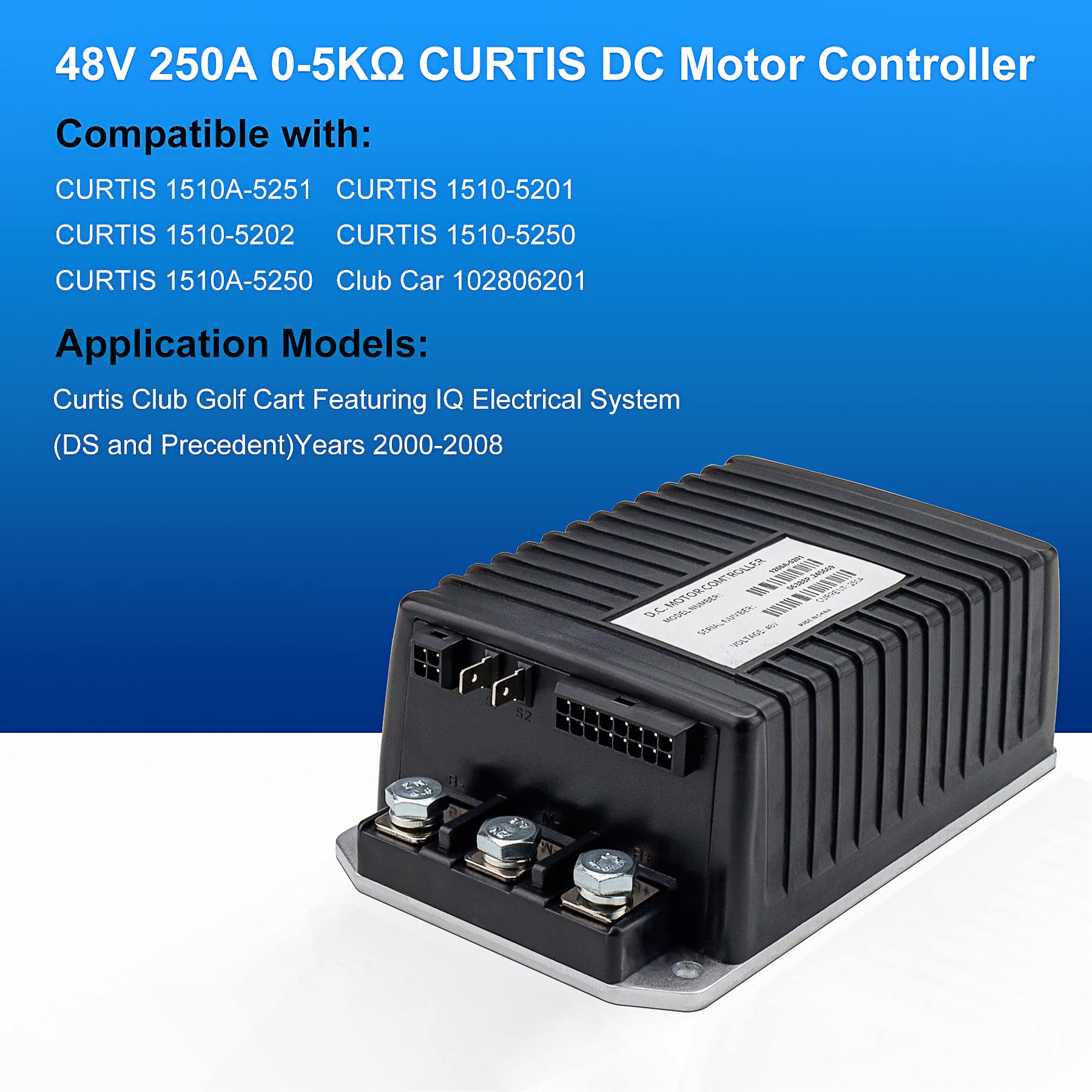 1510A-5250 1510-5251 48V Motorsteuerung 1510A-5201 250A 0-5kΩ DC SepEx Motor Controller passend für Golfwagen Club Auto