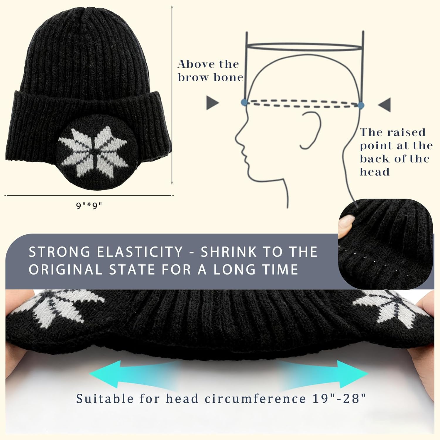 Fleece Lined Beanie with Ear Hood for Men and Women, Unisex Stretchable Thermal Knit Ski Hat for Winter Outdoor - Image 2