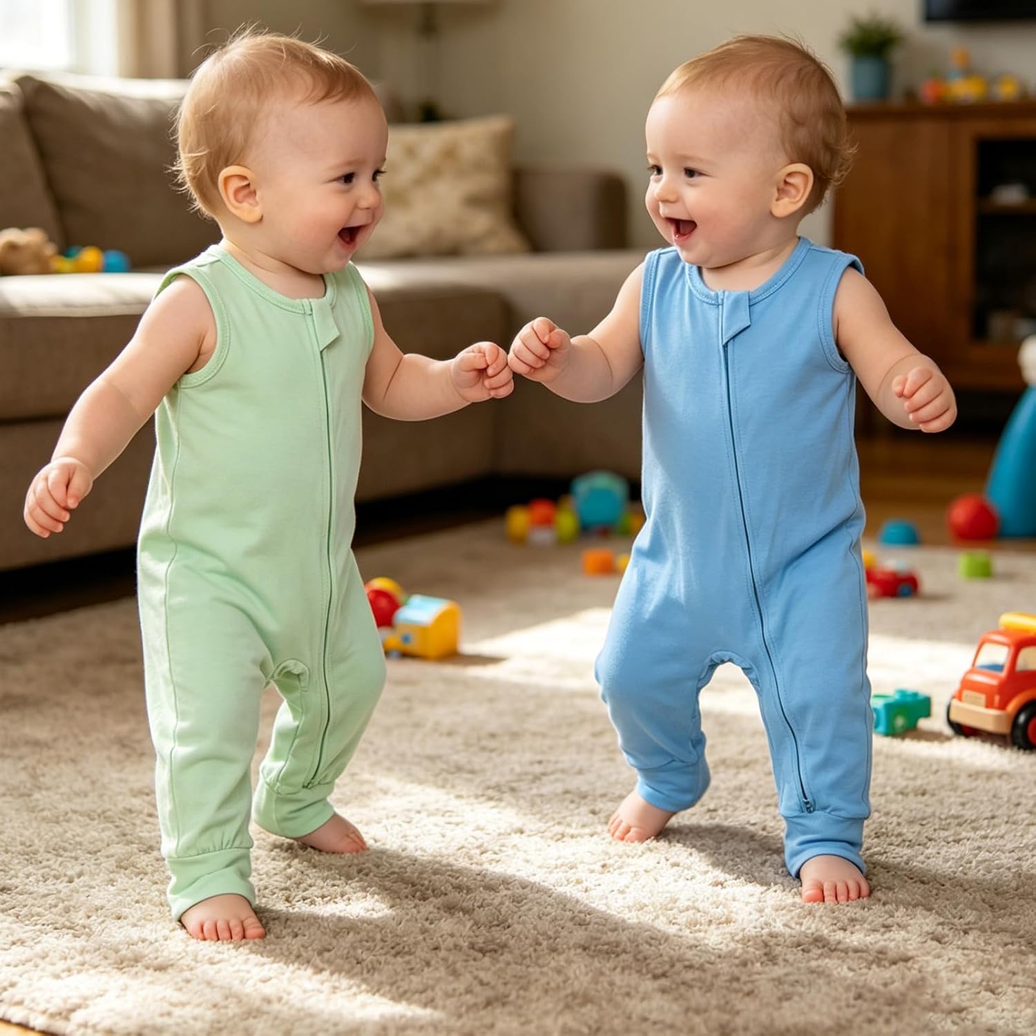 Aablexema Baby Sleeveless Romper Zipper Toddler Summer Jumpsuit Rayon Outfits Infant Footless Pajamas 0-24m