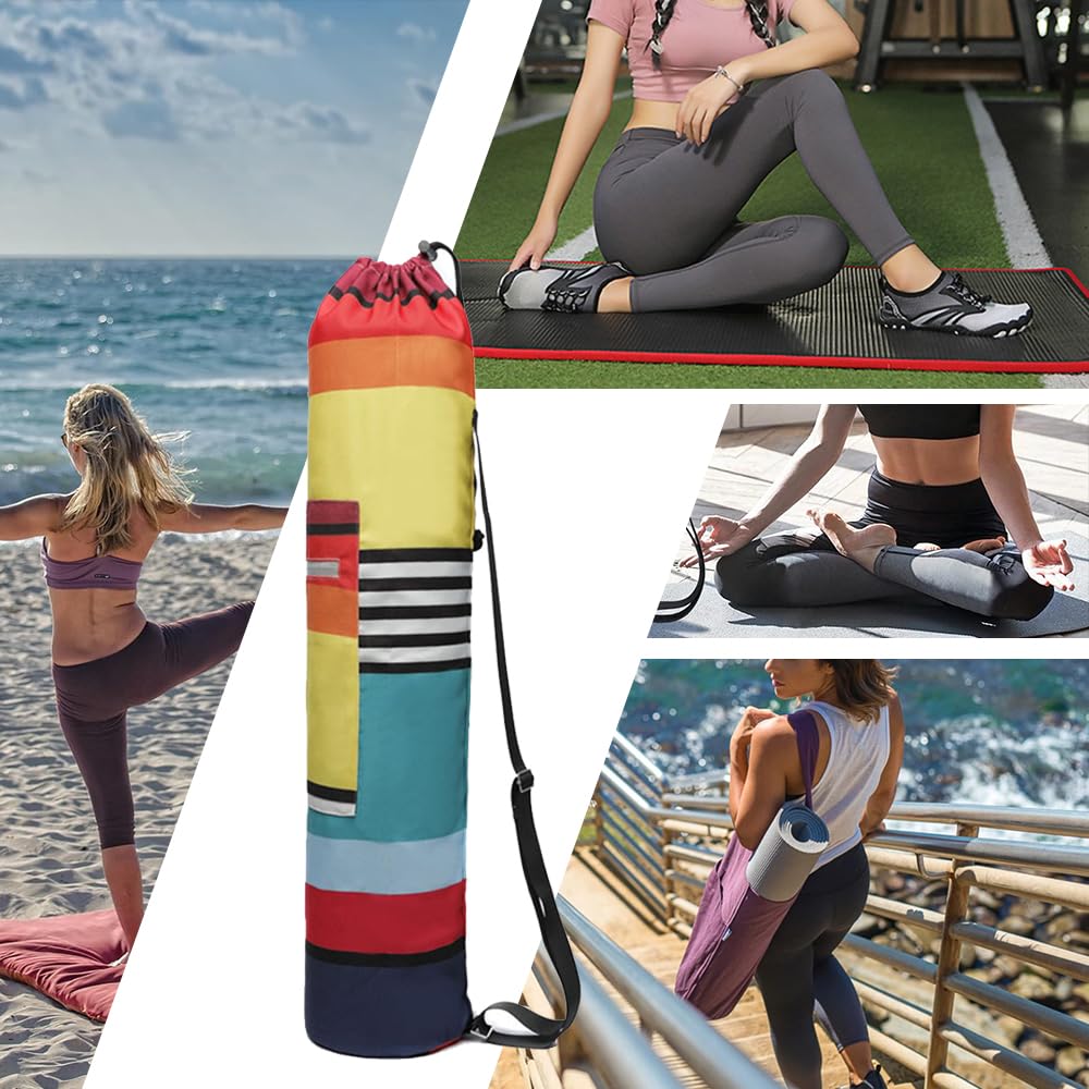 Hixingo Borsa per Tappetino Yoga Grande Borsa per Tappetino Yoga con Coulisse Tracolla Regolabile Boemia Borsa a Tracolla per Tappetino Sacca Custodia Tappeto per Palestra Sport