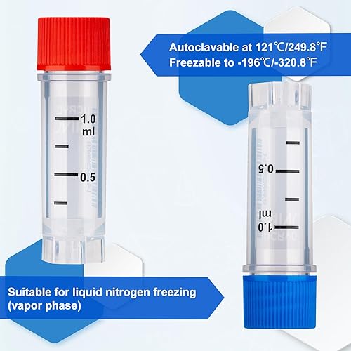 Miniatura 7 de CryoKING viales criogénicos de 0.0fl oz con tapas verdes Hilo externo estéril autoparado inferior sin código inferior con código de barras lateral,