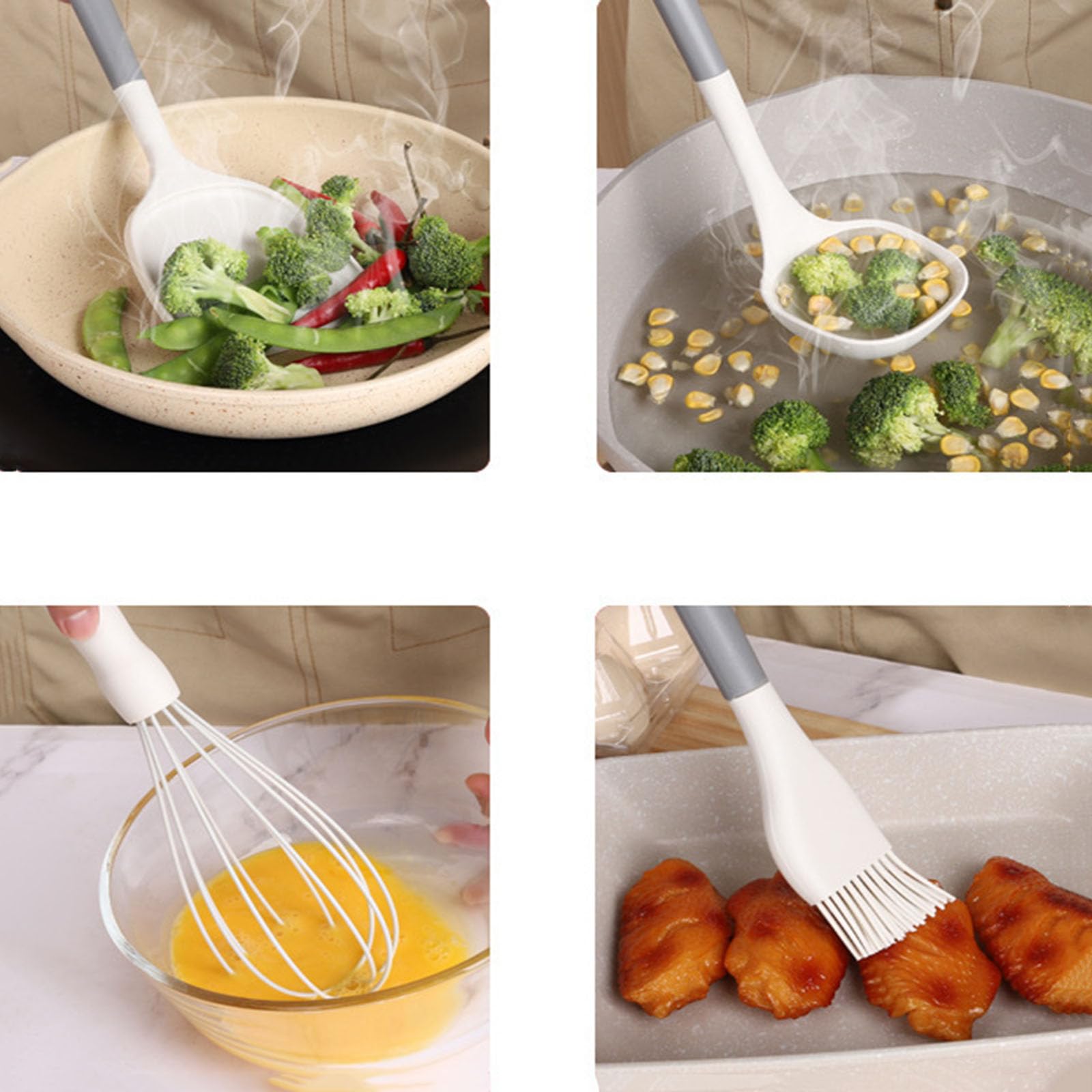 Küchenhelfer Set Silikon Kochutensilien Kochbesteck Set Mit Utensilienhalter Antihaft Kochset Küchenutensilien Spülmaschinenfest Mit Utensilienhalter 11-teiliges Multi-Colored,L