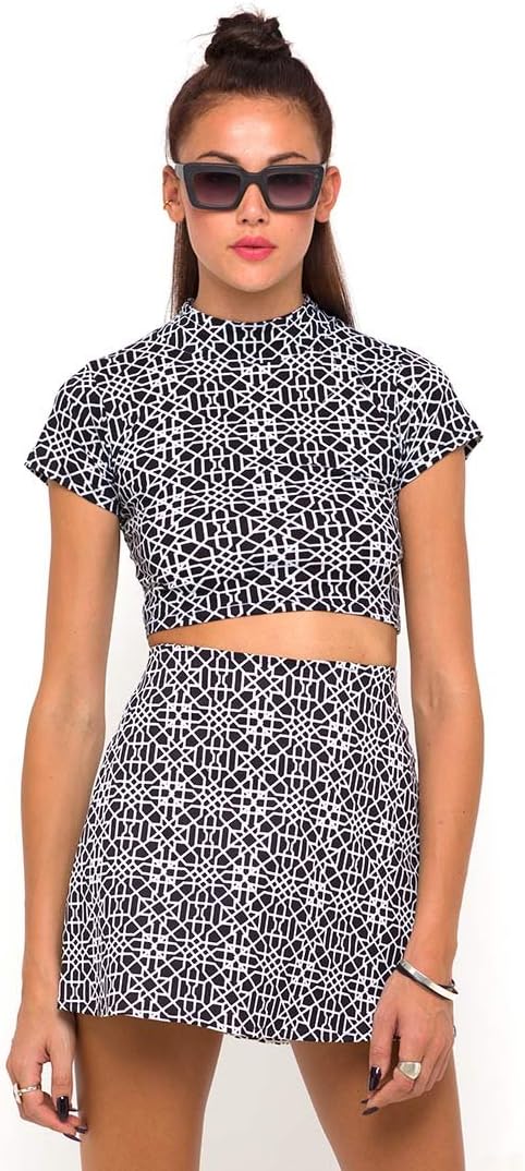 MotelMotelrocks - Motel Annie A Line Mini Skirt in Monochrome Symmetry