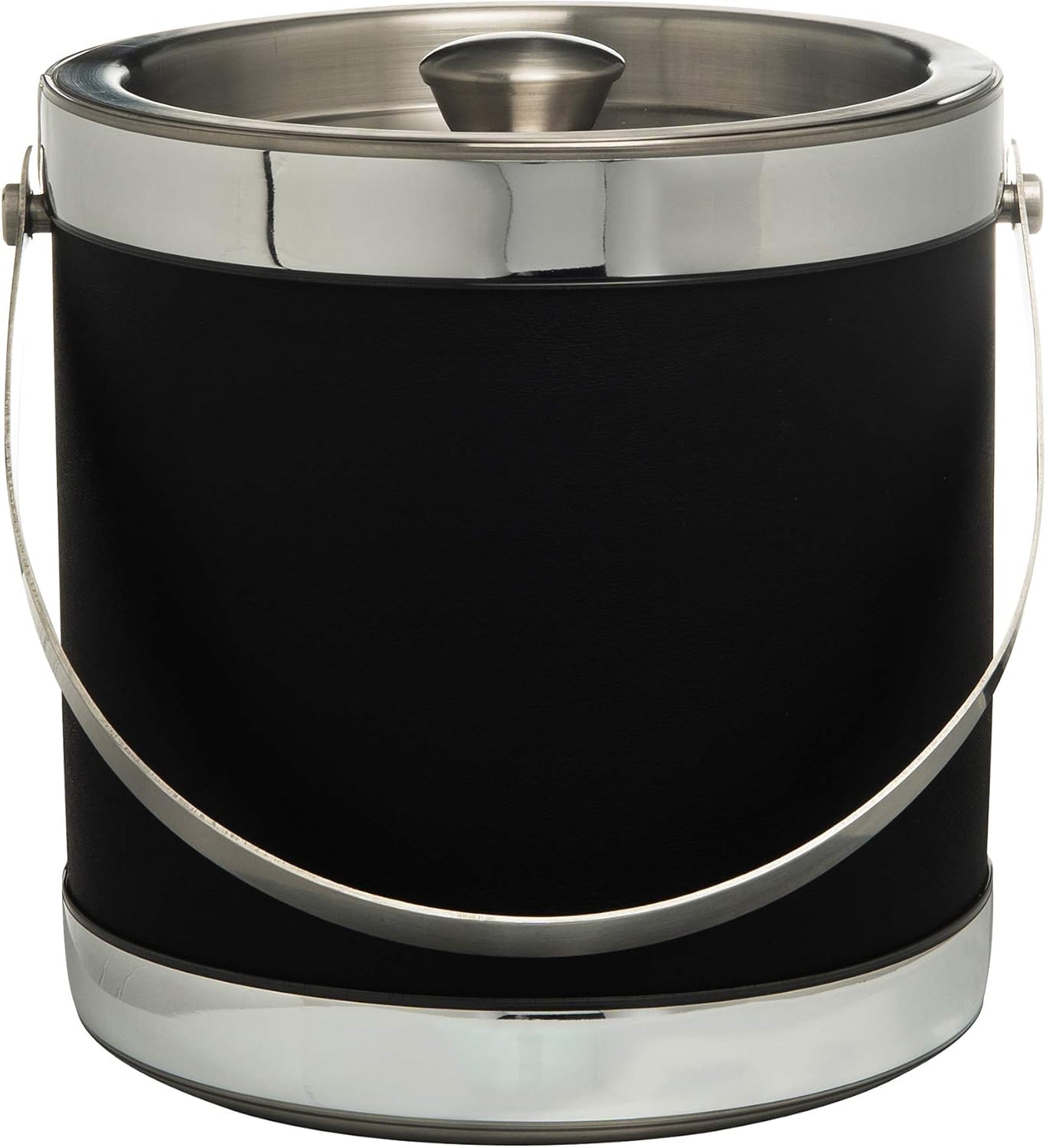 Onе-Dау Sаlе: Uр tо 70% оƒƒ Hand Made In USA Black Wrap Double Walled 3-Quart Insulated Ice Bucket With Ice Tongs (Leatherette Collection)