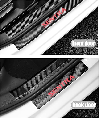 Miniatura 10 de LEXLEY Protector de umbral de puerta de cuero estilo fibra de carbono para Nissan Sentra 2020-2023, protector de placa antirasguños sucios,