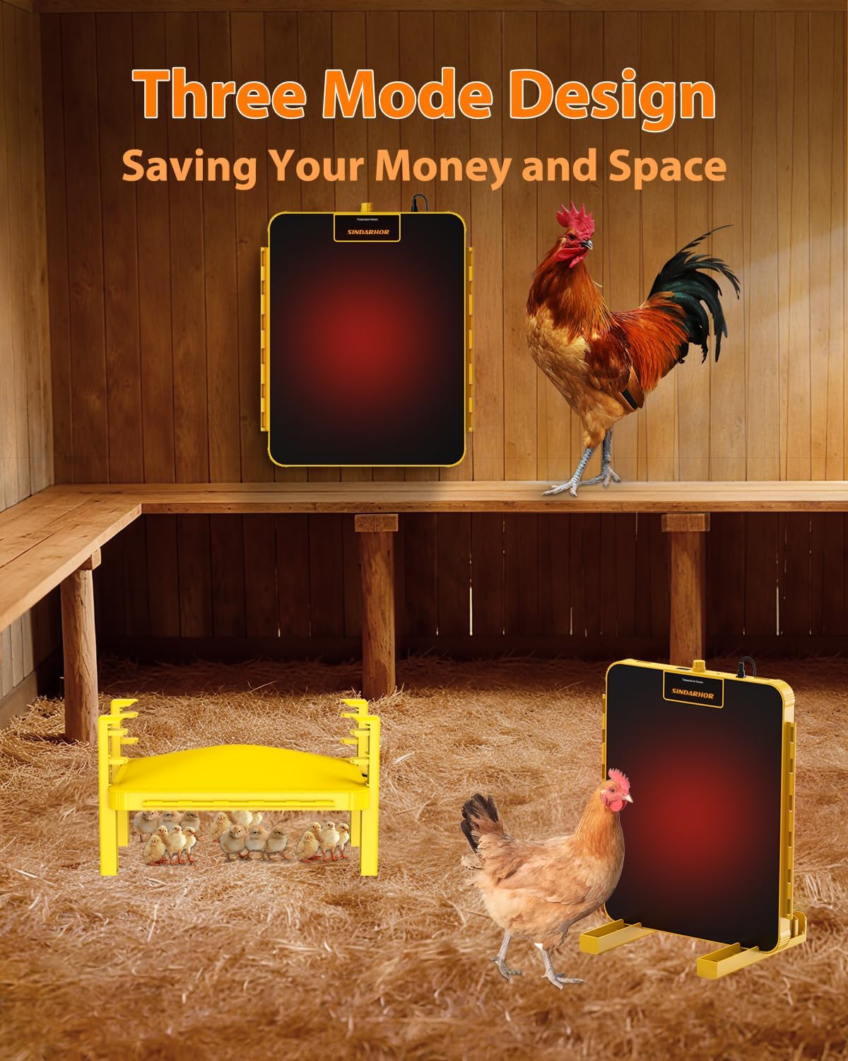 Brooder Plate for Chicks,Chicken Brooder Heater with Temperature Sensor – Radiant Heating Panel for Chicken Coops Poultry (Yellow)
