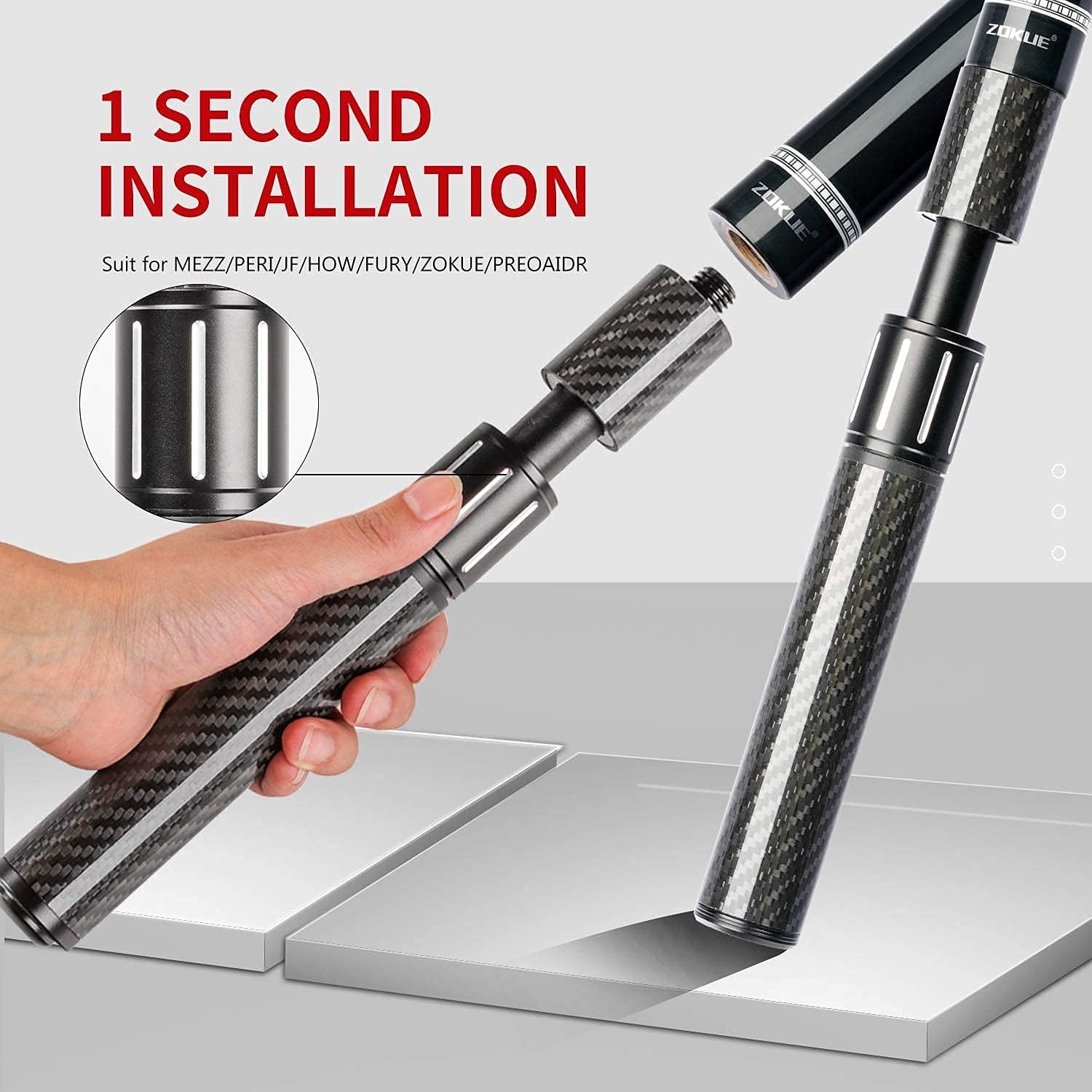 KONLLEN Carbon Fiber Pool Cue Stick Professional Cues with Adjustable Extension (Full Carbon Technology Low Deflection Billiard Cue Stick,12.5mm,147cm) : Sports & Outdoors