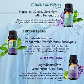 Wecona Essential Oils for Laundry - 100% Pure Essential Oils for Diffusers for Home,6x10ml(Clean)- Aromatherapy Oils for Humidifiers,Wool Dryer Balls,Clean Linen