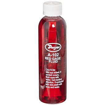 Dwyer Red Gage Fluid, A-102, 4 oz Bottle, .826 Specific Gravity