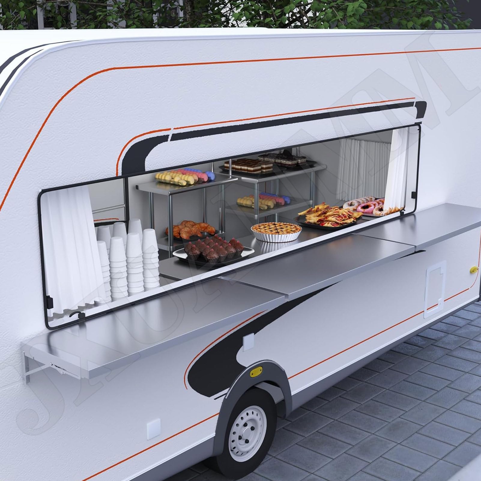 Mensola pieghevole da parete in acciaio inossidabile, mensole da parete per uso commerciale, per camion, rimorchi, finestre, ristorante, cucina, casa, ripostiglio, garage, 90 x 40 cm