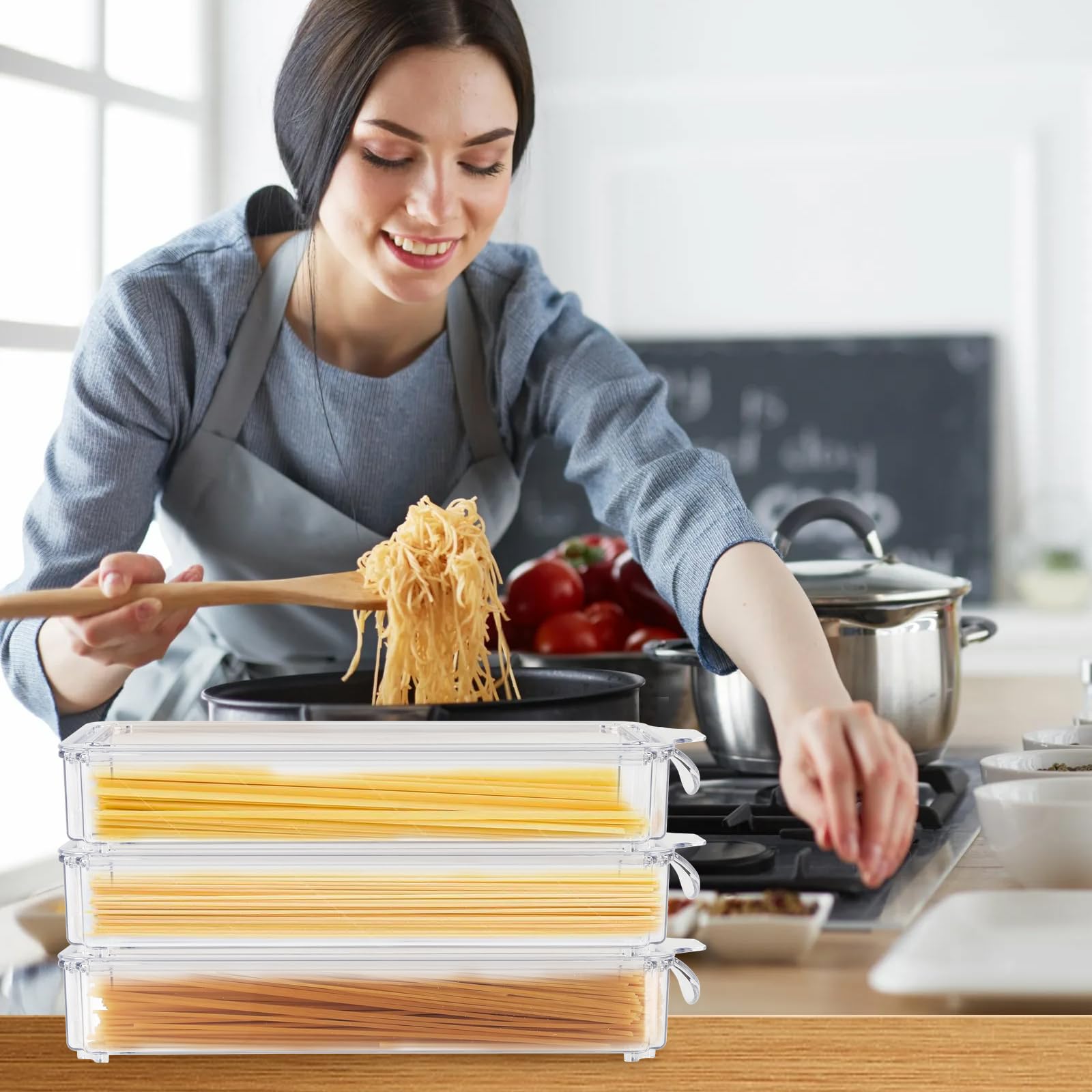 Boîte De Rangement Pour La Cuisine | Boîtes De Conservation Hermétiques | Boîte De Rangement De Cuisine Avec Couvercle | Spaghetti, Nouilles, Lasagnes, Spaghetti, Boîte De Rangement Pour Pâtes