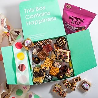 Brownie Points Sweet Treat Sampler Gift Box, Individually Wrapped Brownies, Bruffles, Buckeyes, Cookies, Schmurtles, Pretzels and more. Gift Box and Bow, Fudge Chocolate Brownies, Gourmet Sweet Desserts