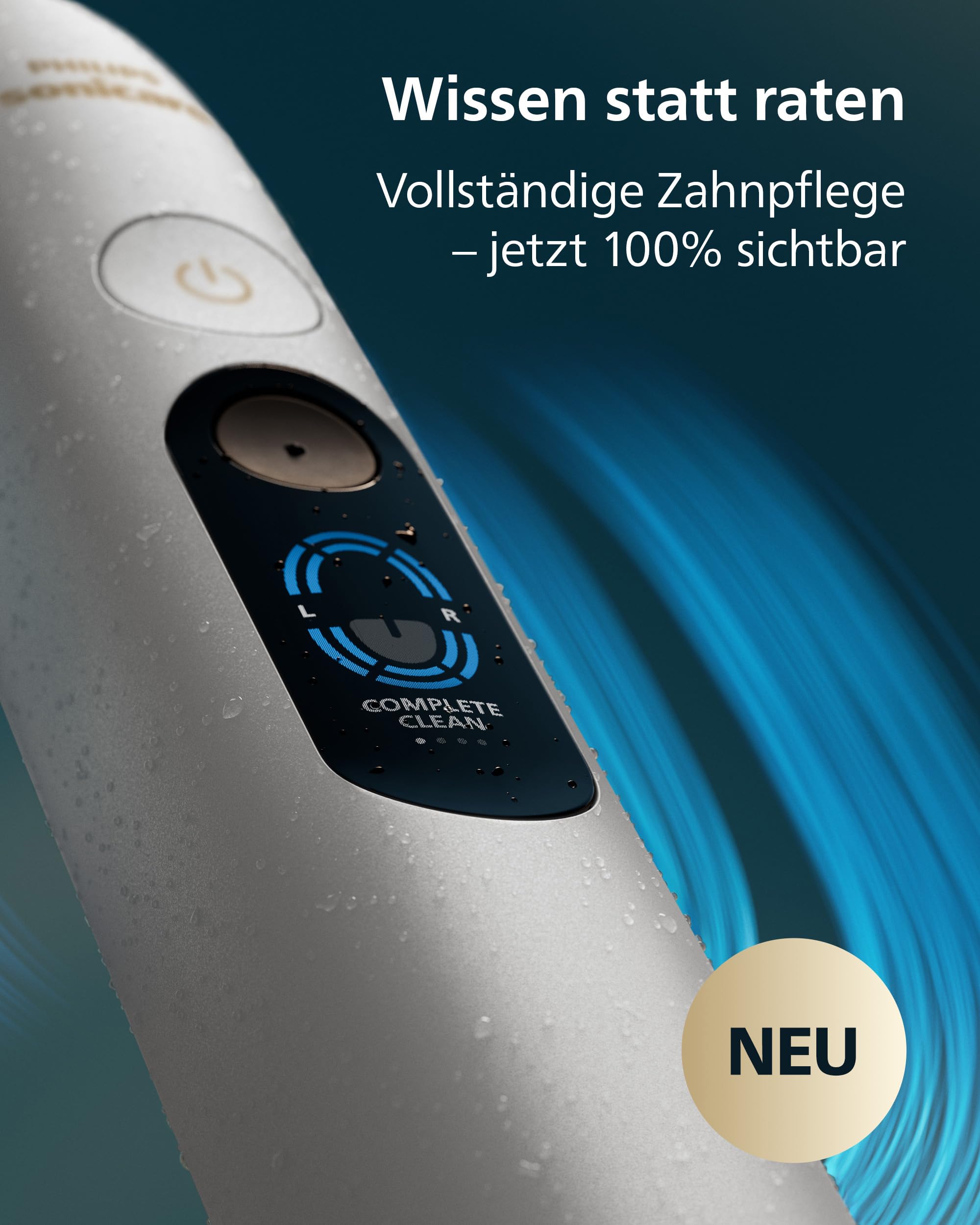 Philips Sonicare Next-Generation DiamondClean 8500 elektrische Zahnbürste - mit intelligenter Andruckkontrolle und 18 Einstellungen, Pulverweiß, HX8515/11