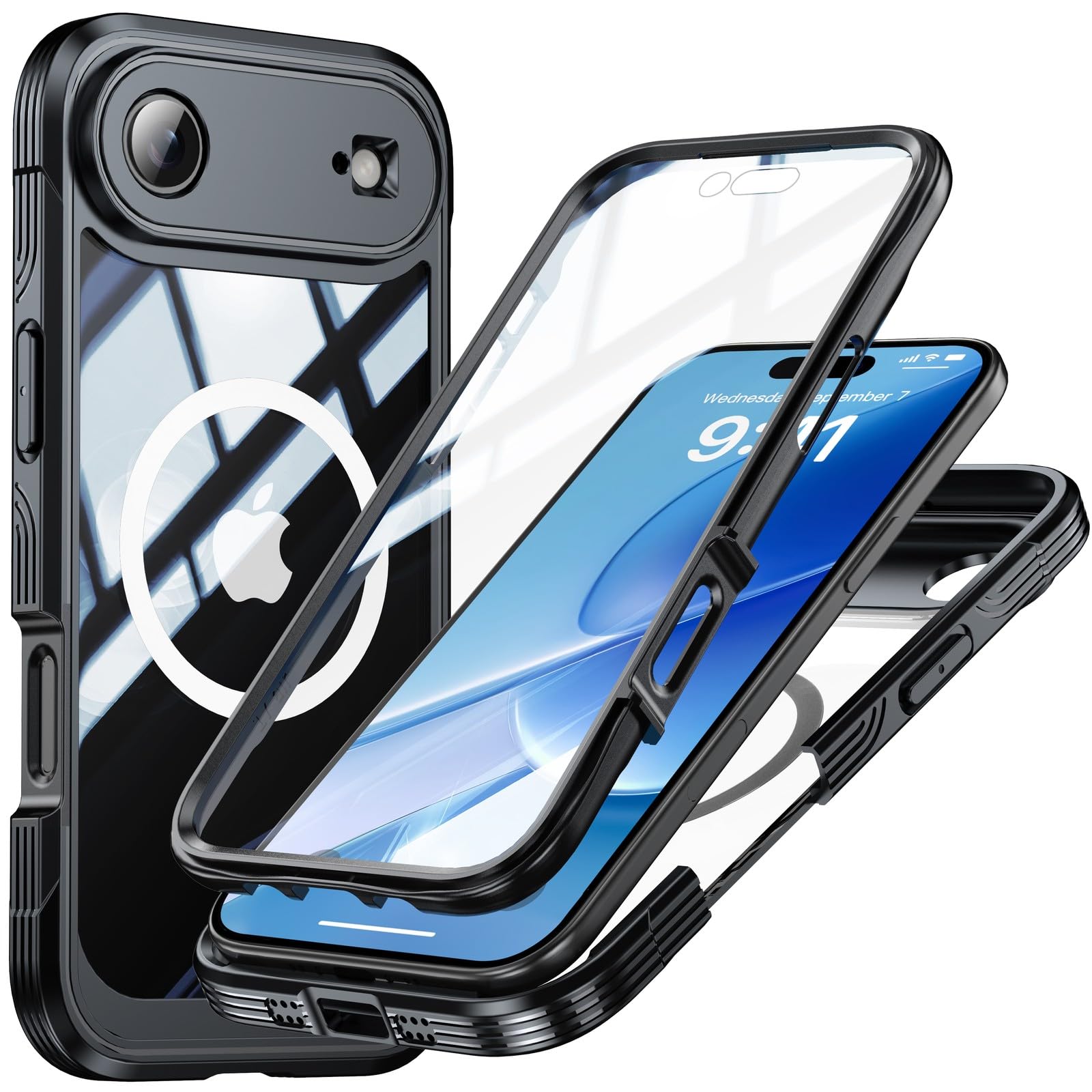 Coque iPhone Air silicone noir rigide pour éviter les rayures avec support magnétique - 6