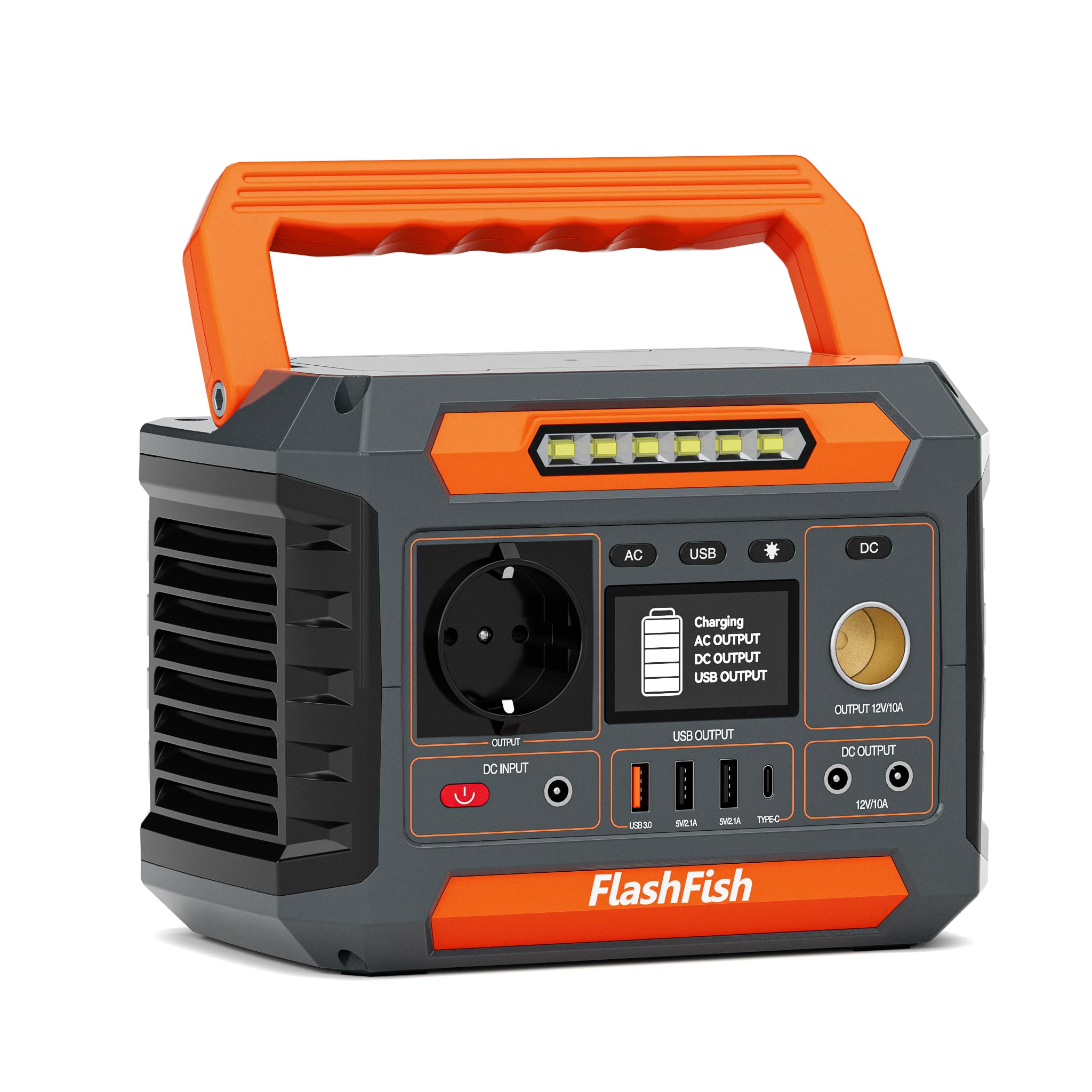 FlashFish P66A - Generatore solare portatile 144,3 Wh, 200 W con 230 V AC/DC/USB/tipo C/LED, generatore di corrente per campeggio, viaggi, in viaggio, in viaggio, alimentazione di emergenza