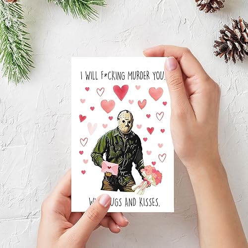 Miniatura 3 de OJsensai Tarjeta de cumpleaños divertida, regalo de película de terror para esposa o novia, tarjeta de San Valentín de asesino para ella