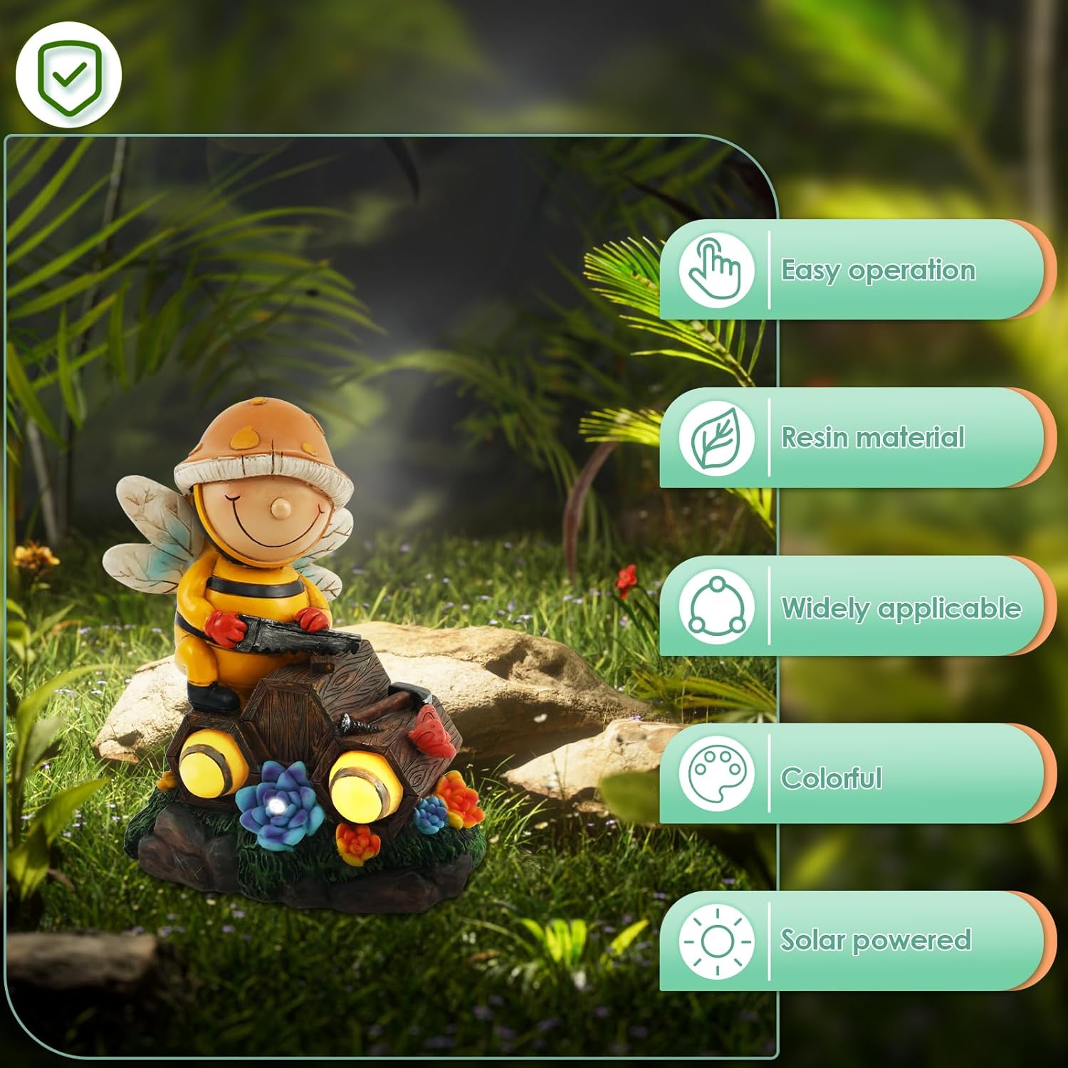 Solar Statue Light Synthetic Resin Outdoor Figurine Lamps Self Charging Garden Solar Lights Drainable Solar Decorative Statue Light High Efficiency Solar Lights for Window Sills