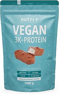 nutri+ Polvere di Proteine vegan 3K al Cioccolato e Cocco 1 kg - Frullato proteico - Vegan Protein Powder senza Lattosio - Proteina senza Glutine - Complesso proteico Chocolate Coconut 1000 g