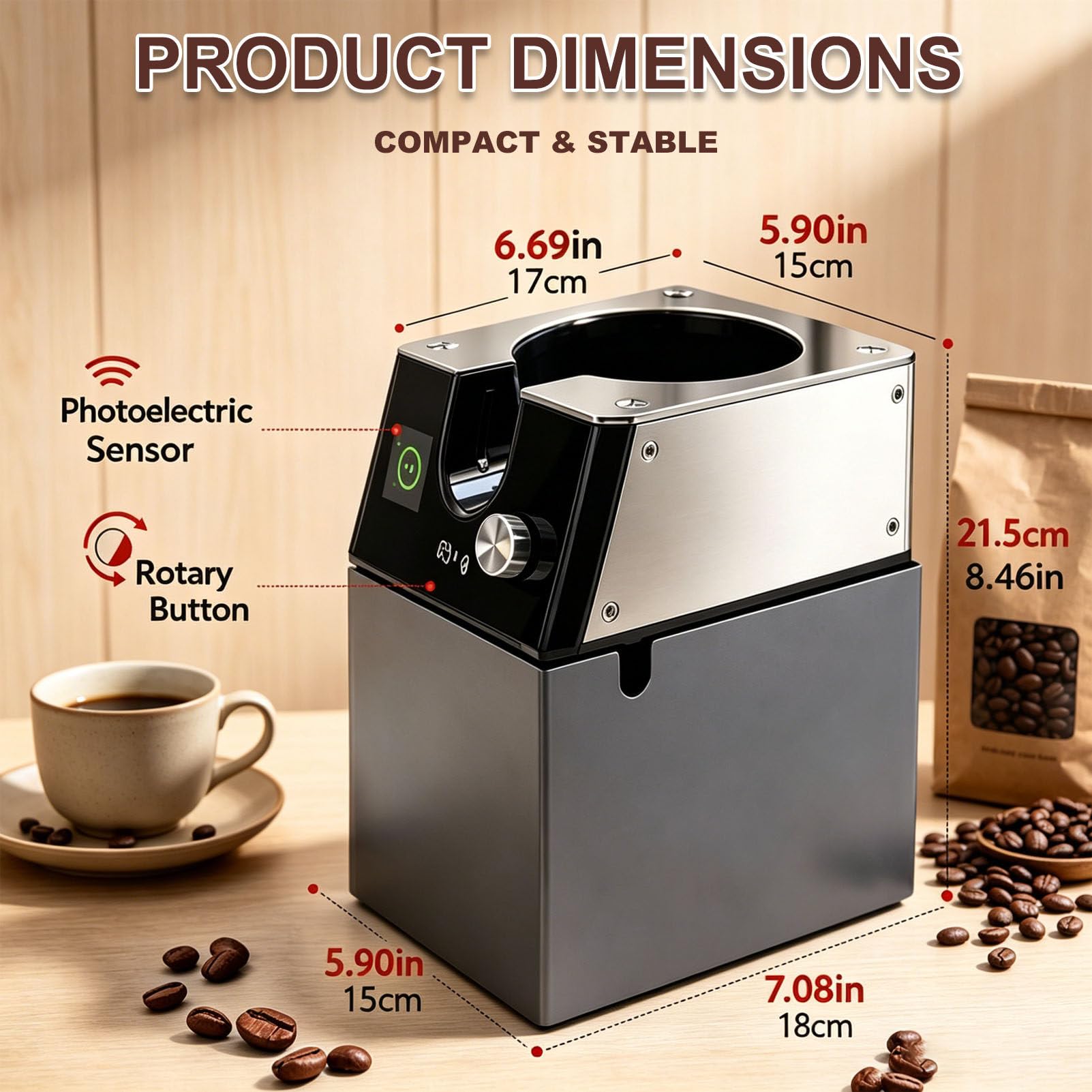 Limpiador automático de portafiltros para Espresso con Cabezales de Cepillo Intercambiables, Seguro y fácil de Usar en el hogar y en establecimientos comerciales 110V