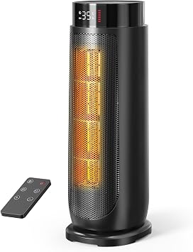 Aroeve Electric Heater, 2000W PTC Fan Heater for Home Space, Quiet Room & Portable, 90  Oscillation, 4 Modes, ECO Energy-Saving, 24H Timer, Remote Control, Overheating & Tip-Over Protection