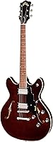 Vista 4 de Guild Guitars Starfire I DC - Guitarra eléctrica de cuerpo semihueco, rojo cereza, doble corte con cola de parada, colección Newark St