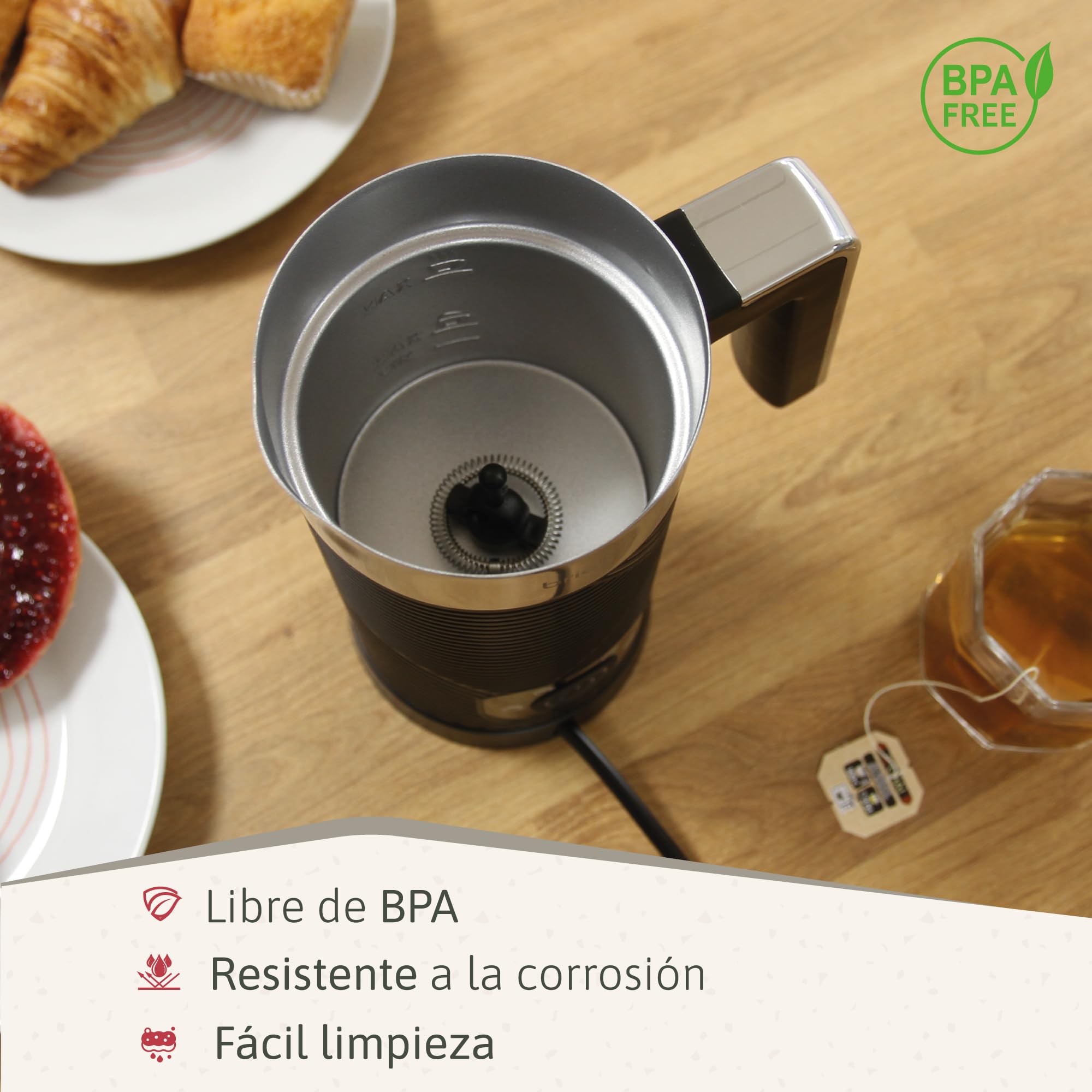 briebe Elegance Set Cafetera Goteo 10 Tazas + Espumador de Leche Eléctrico, Máquina de Café Filtro 1,25L, Milk Frother 4 en 1 Espuma Fría/Caliente, Libre de BPA, Negro