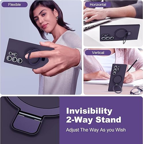Miniatura 2 de SKYLMW Funda para Samsung Galaxy S23 Ultra con soporte magnético invisible compatible con MagSafe probada contra caídas militares protección