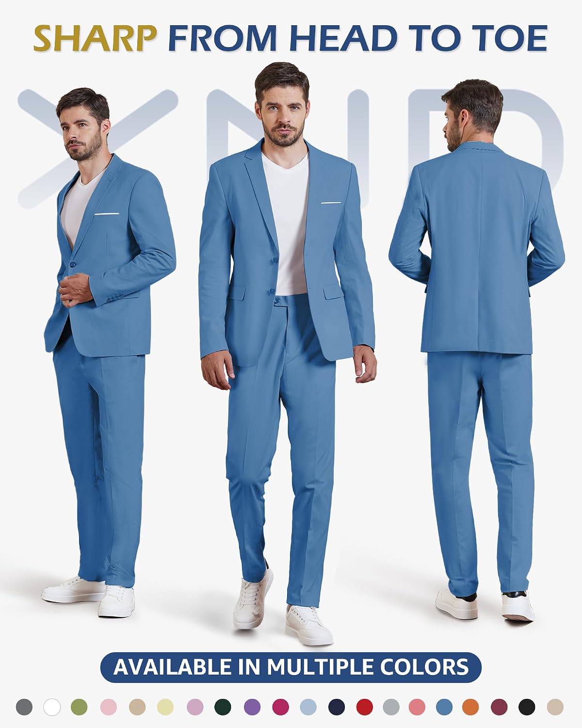 YND Men's Slim Fit Two Buttons Linen Business Blazer, Sport Coat Lightweight Business Daily Coat