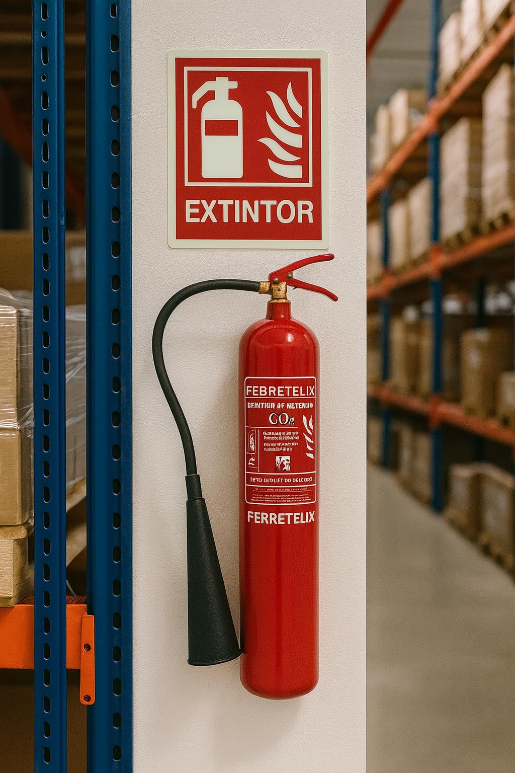 Ferretelix® Extintor CO2 5 Kg con Soporte – Alta Eficacia Sin Residuos – Certificado según Directiva 2014/68/EU