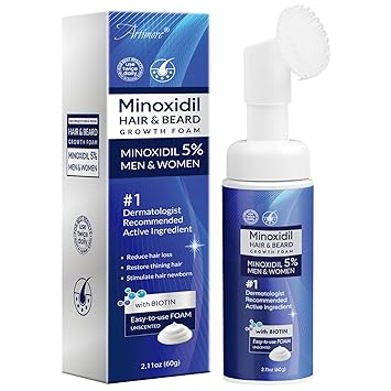 5% Minoxidil Foam for Men, Minoxidil for Men, Minoxidil for Women Hair Growth with Biotin & Castor Oilfor Thicker, Fuller Hair, Fast-Absorbing Formula 60ml, Foam-1pcs