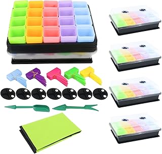 Finderomend 4 Set of Seed Starters Trays with Vented Domes,Bases,80pcs Muti-Colored Removable Plastic Plant Seedling Pots ...