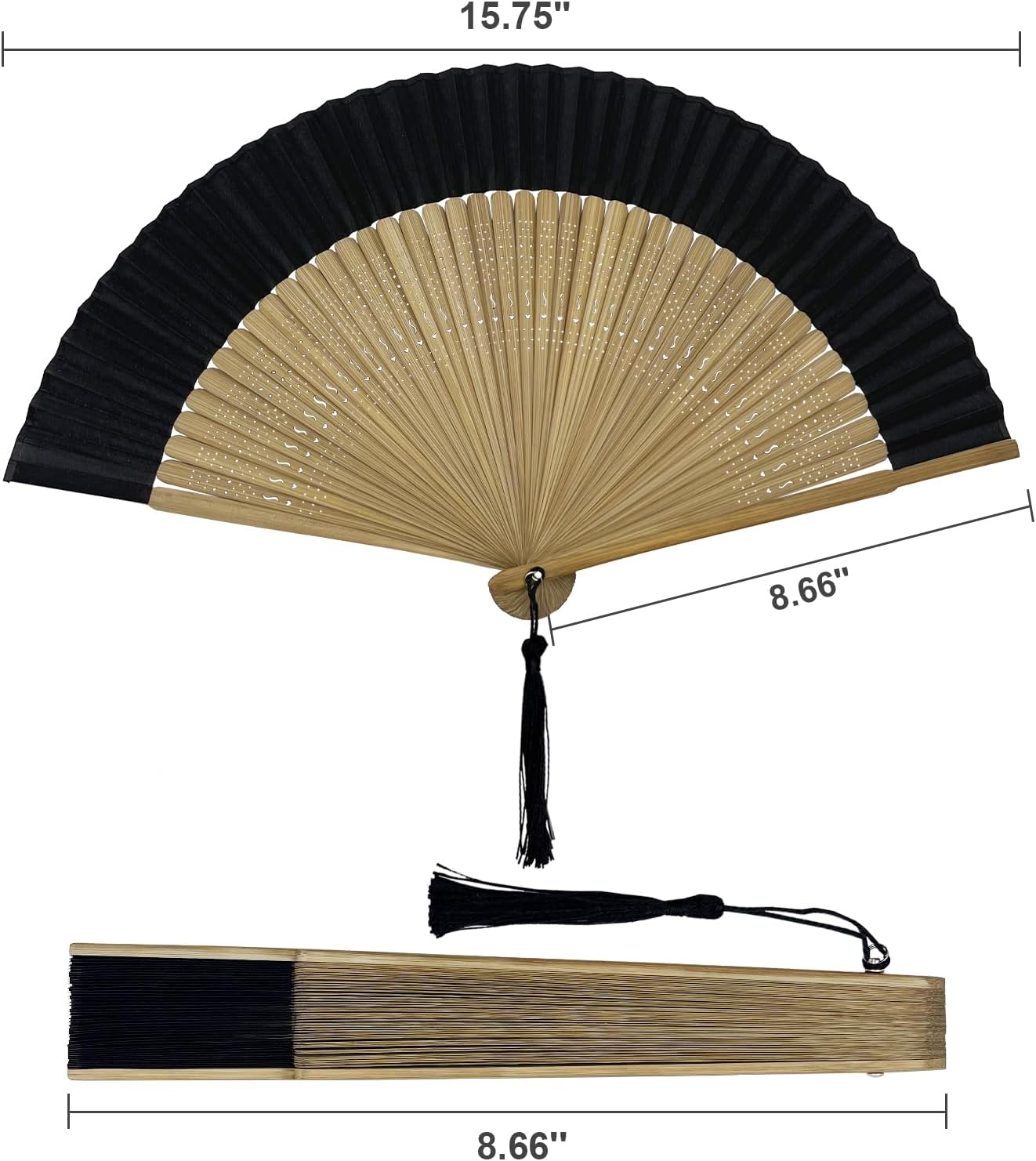 EOSAU 2 Pack Hand Fans for Women Foldable - Bamboo Silk Folding Fan Handheld, Fans for Line Dancing Wedding, Portable Bridal Party Favor, Elegant Church Performance Gift image 4