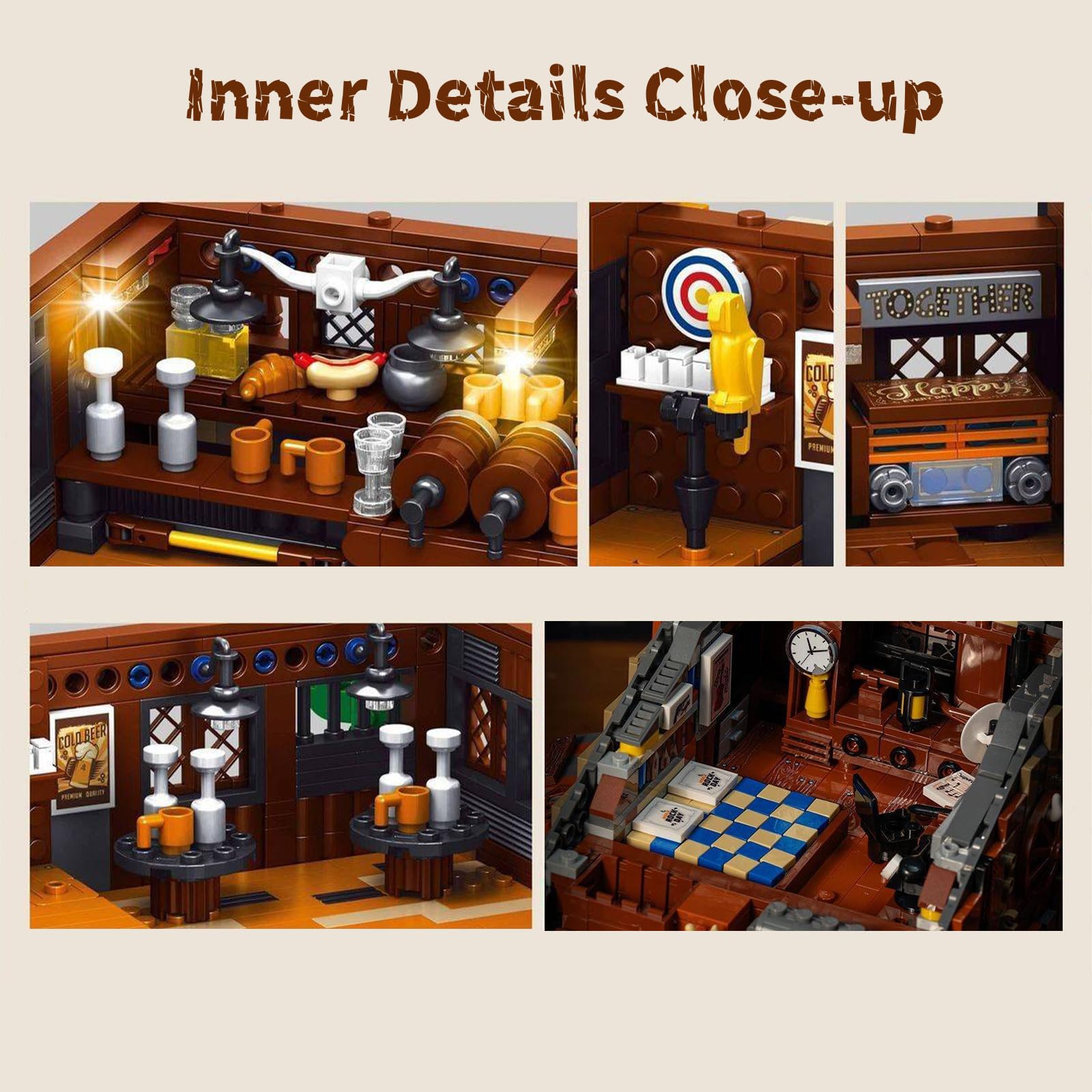 Western Cowboy Bar Modular Building Set, 1884 Teile Westernstadt Architektur mit Ställe und Pferde, Old West Klemmbausteine Haus, Sammlermodell für Erwachsene & Geschenk