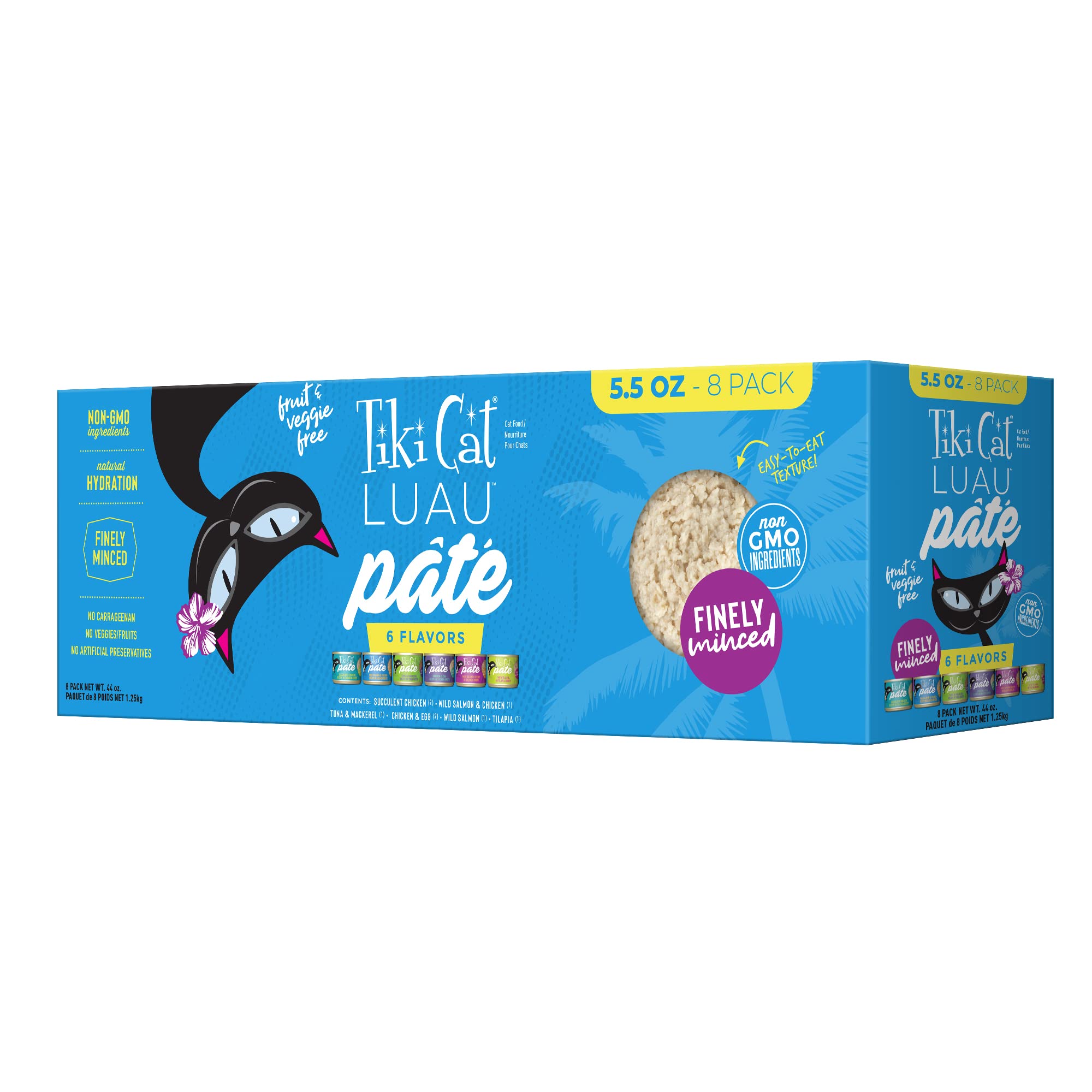 Tiki Cat Luau Pate Variety Pack, Succulent Combinations of Real Protein, Grain-Free Balanced Nutrition Wet Canned Cat Food, For All Life Stages, 5.5