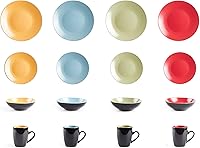 Vista 188 de Colors Life juego de vajilla, exterior negro brillante con interior de color mate