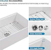 Vista 32 de 36 Farm Sink White - Fulorni 36"x20" Farmhouse Kitchen Sink Flat Apron Front White Ceramic Porcelain Fireclay Deep Single Bowl Farmer Kitchen Sink