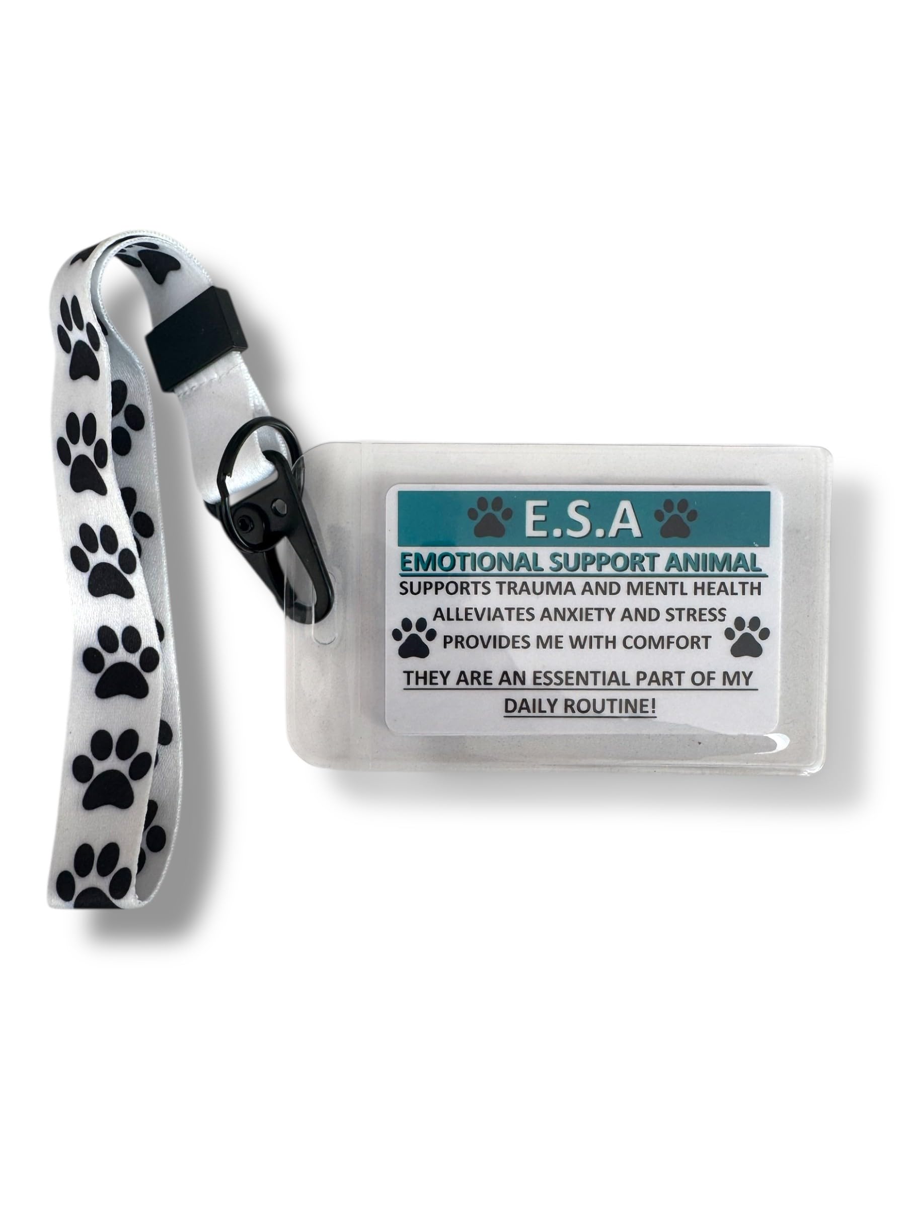 Emotional Support Animal Awareness Card with Flexible Card Holder, Dog Paw Wrist Lanyard