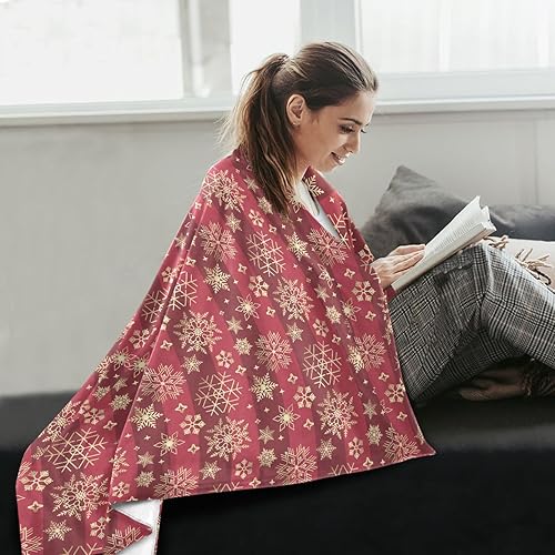 Miniatura 6 de KLL Red Ribbon Golden Christmas Snowflake Flannel Fleece Blanket Fall Sofa Throw Blanket Lightweight Cozy Throws 60"x90" for Travel, Sofa, Picnic